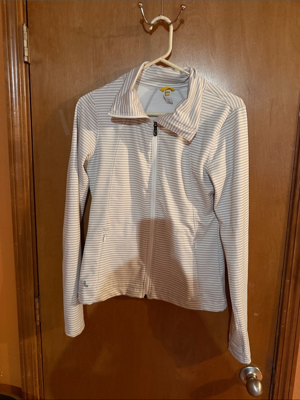 Lole Women's Striped Zip Jacket - Light Beige & White